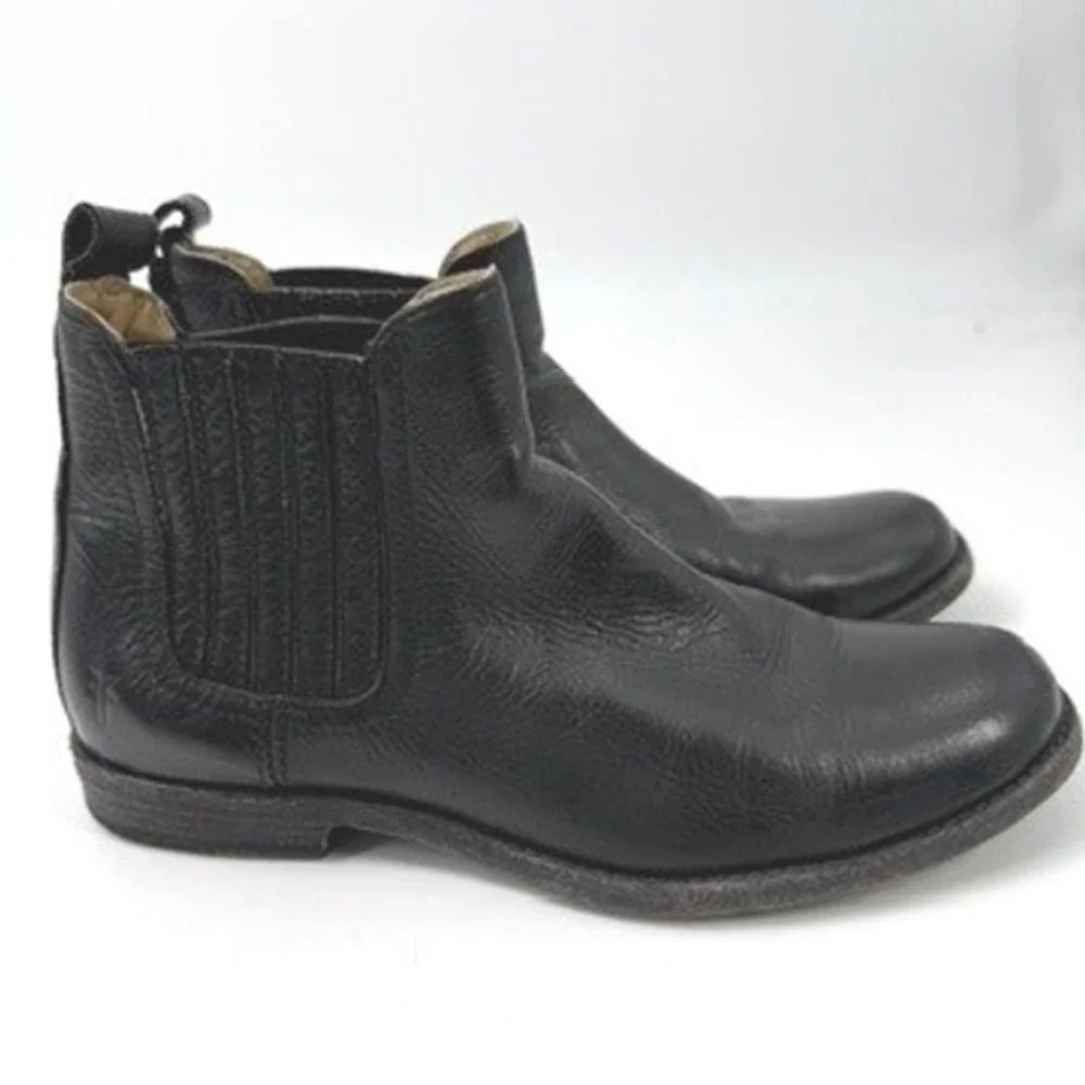 Frye Phillip Chelsea Boots Women 8 Black Leather Indie Western Goth Grunge Moto